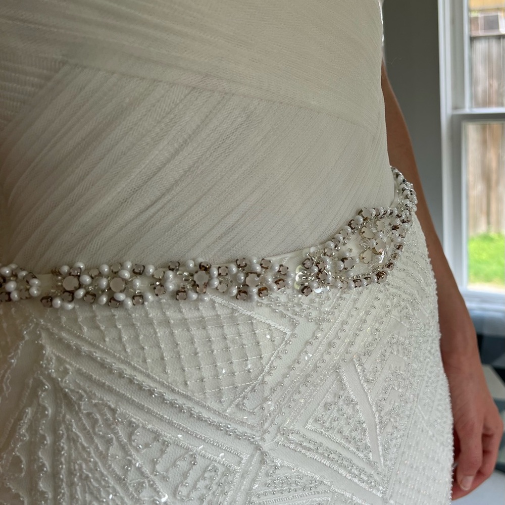 Wedding separates: tulle corset top with boning, fully beaded skirt, veil - Picture 9 of 15